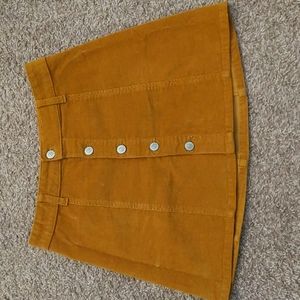 Celebrity Pink Gold Yellow Corduroy Button Mini Skirt